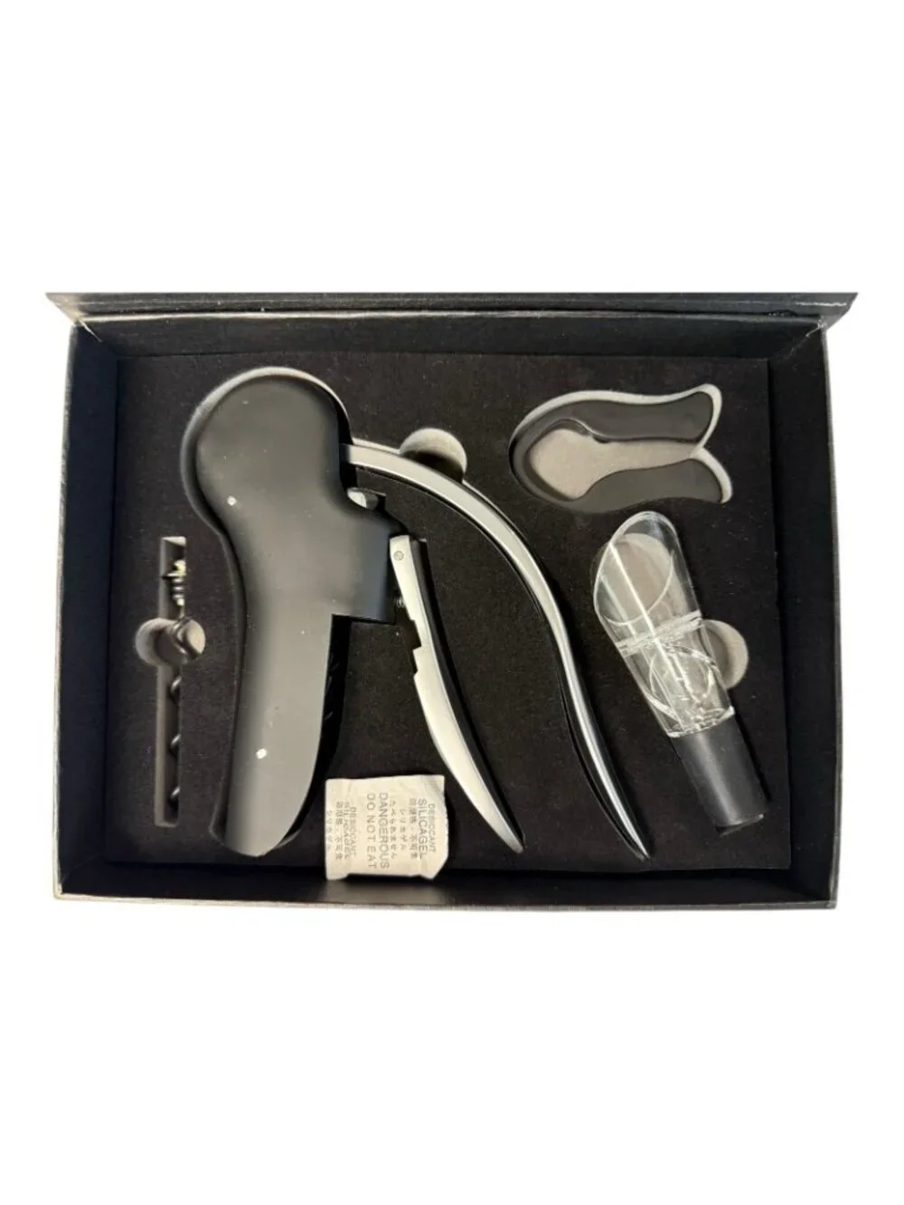 Palermo Wine Opener Elegance 4 Piece Set Opener Cutter Wick Decanter P21 02